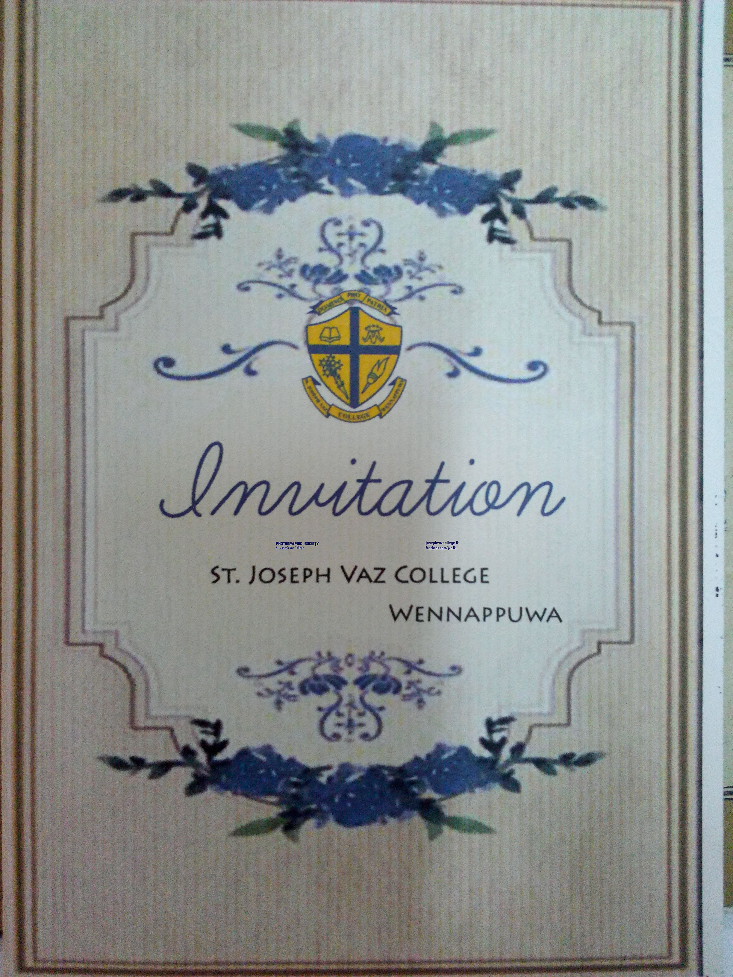 Prize Giving 2018 - Invitaion - St. Joseph Vaz College - Wennappuwa - Sri Lanka