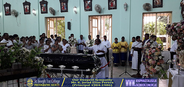 Our Deepest Sympathy Mr. K. Jerad Elias Perera(principal 1984-86) - St. Joseph Vaz College - Wennappuwa - Sri Lanka